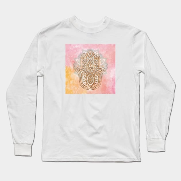 Hamsa - Hand of Fatiman Protection Long Sleeve T-Shirt by MysticMagpie